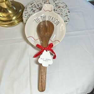 Rae Dunn spoon rest with wooden spoon